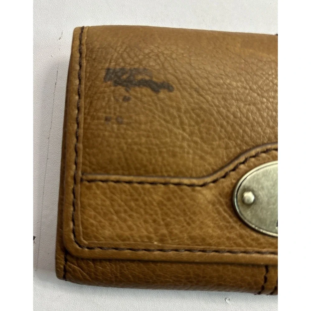 Fossil Wallet Brown Leather Quadfold Solid‎ Credit Card Holder Wallet Key